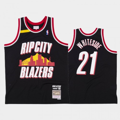 Men's Portland Trail Blazers #21 Hassan Whiteside Black Amine x BR Remix Jersey