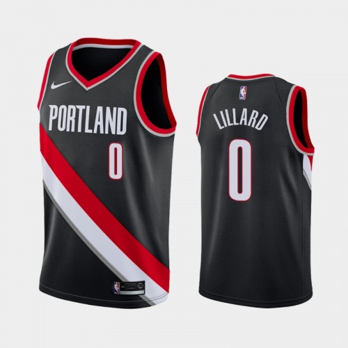 Men's Portland Trail Blazers #0 Damian Lillard 2020-21 Icon Black Jersey