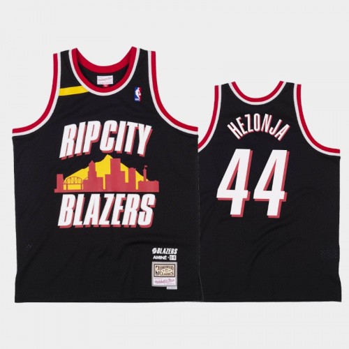 Men's Portland Trail Blazers #44 Mario Hezonja Black Amine x BR Remix Jersey