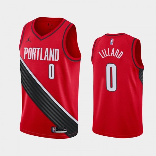 Men's Portland Trail Blazers #0 Damian Lillard 2020-21 Statement Red Jersey