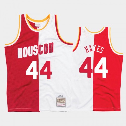 Rockets #44 Elvin Hayes Split Hardwood Classics White Red Jersey