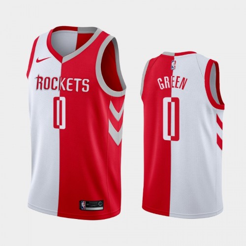 Houston Rockets #0 Jalen Green Men Split Edition 2021 Draft No.2 Red White Jersey