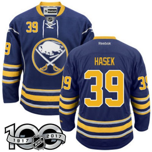 #39 Dominik Hasek Navy Blue 100 Greatest Player Jersey