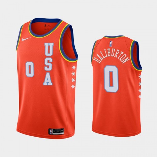 Men's Tyrese Haliburton #0 2021 NBA Rising Star USA Team Orange Jersey