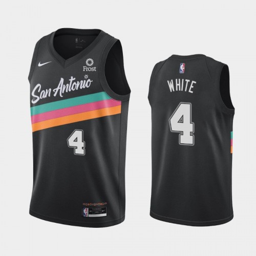 Men's San Antonio Spurs #4 Derrick White 2020-21 City Black Jersey