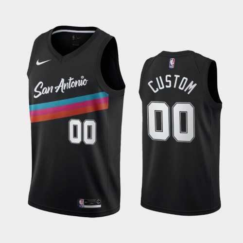 Men San Antonio Spurs #00 Custom 2020-21 City Edition Fiesta Colors Black Jersey