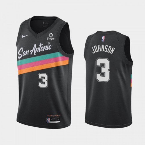 Men's San Antonio Spurs #3 Keldon Johnson 2020-21 City Black Jersey