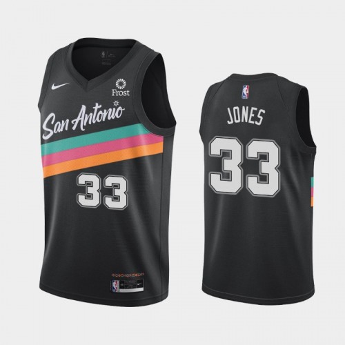 Men's San Antonio Spurs #33 Tre Jones 2020-21 City Black Jersey