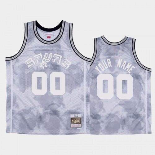 San Antonio Spurs #00 Custom White 1998-99 Cloudy Skies Jersey - Hardwood Classics