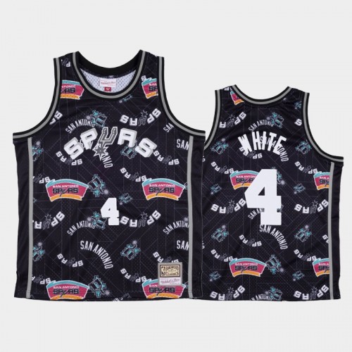 Derrick White San Antonio Spurs #4 Black Tear Up Pack Hardwood Classics Jersey