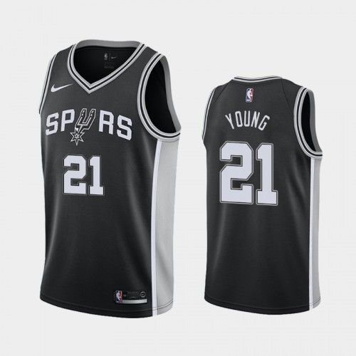 San Antonio Spurs Thaddeus Young Men #21 Icon Edition 2021 Trade Black Jersey