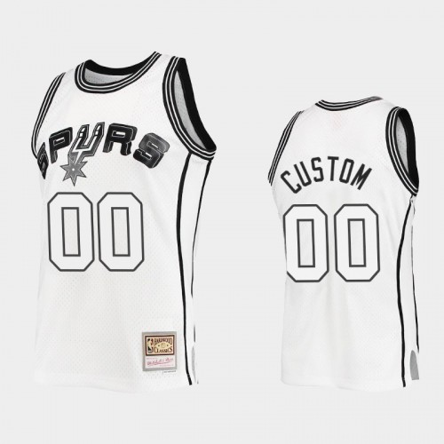 San Antonio Spurs #00 Custom Outdated Classic Mitchell Ness White Jersey