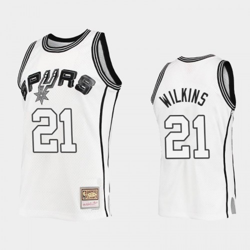 San Antonio Spurs #21 Dominique Wilkins Outdated Classic Mitchell Ness White Jersey