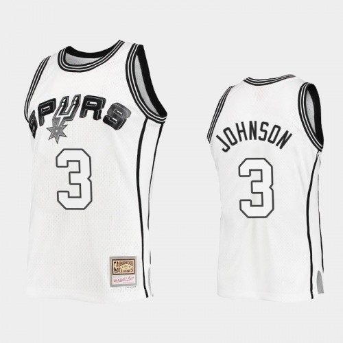 San Antonio Spurs #3 Keldon Johnson Outdated Classic Mitchell Ness White Jersey