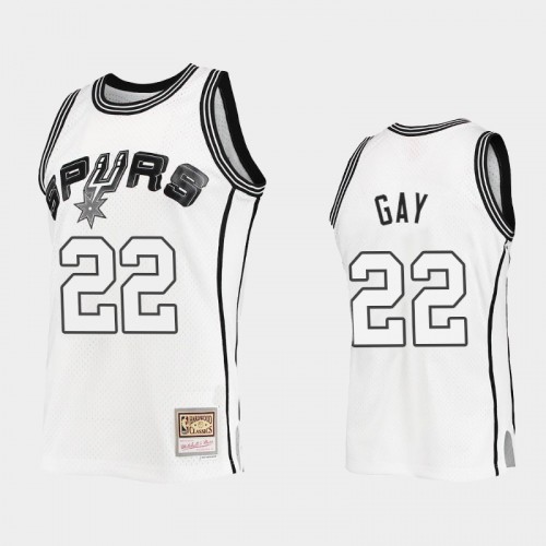 San Antonio Spurs #22 Rudy Gay Outdated Classic Mitchell Ness White Jersey