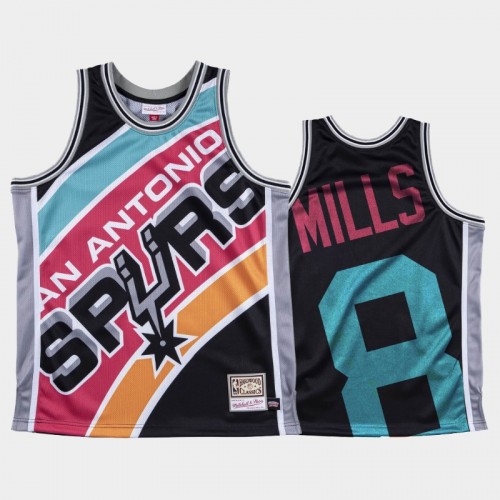 San Antonio Spurs #8 Patty Mills Black Big Face Jersey - HWC