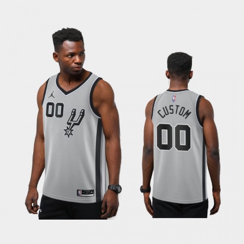 Men San Antonio Spurs #00 Custom 2020-21 Statement New Season Silver Jersey