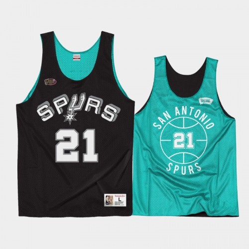 San Antonio Spurs Tim Duncan Men #21 Throwback Reversible Black Blue Training Jersey