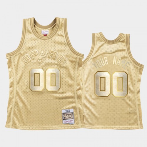 Limited Gold San Antonio Spurs #00 Custom Midas SM Jersey