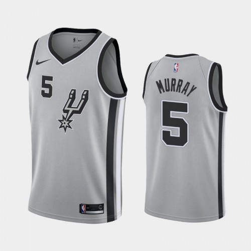 San Antonio Spurs Statement #5 Dejounte Murray Silver 2019 season Jersey