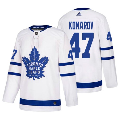 #47 Leo Komarov White 2017-2018 Away Jersey