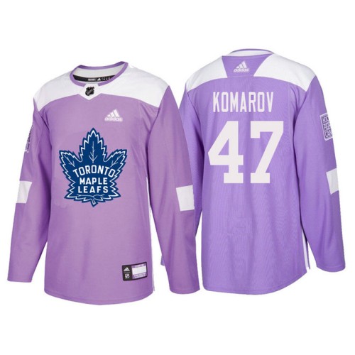 #47 Leo Komarov Purple Hockey Fights Cancer Authentic Jersey
