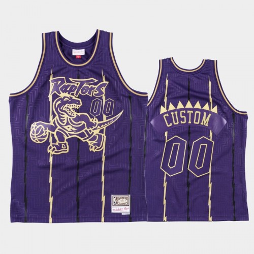 Men's Toronto Raptors #00 Custom Gold Purple 2020 Chinese New Year Hardwood Classics Jersey