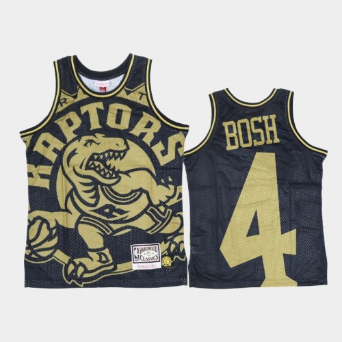 Toronto Raptors #4 Chris Bosh Black Gold Big Face Jersey - Hardwood Classics
