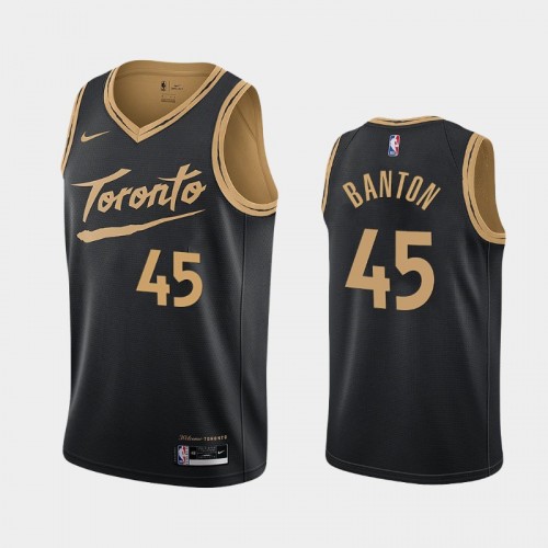 Toronto Raptors Dalano Banton Men #45 City Edition 2021 NBA Draft Black Jersey