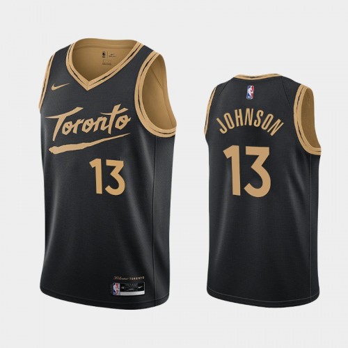 Toronto Raptors David Johnson Men #13 City Edition 2021 NBA Draft Black Jersey