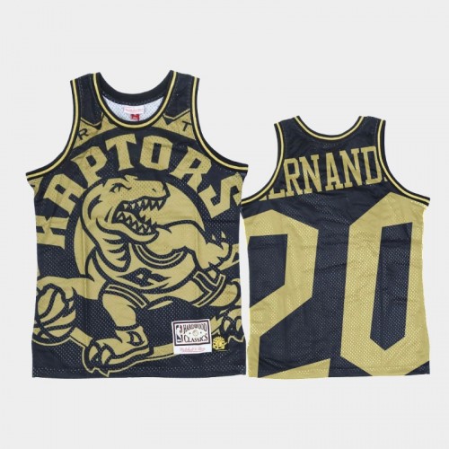 Toronto Raptors #20 Dewan Hernandez Black Gold Big Face Jersey - Hardwood Classics