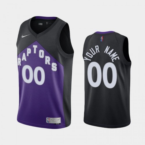 Men's Toronto Raptors #00 Custom 2021 Earned Black Purple Jersey