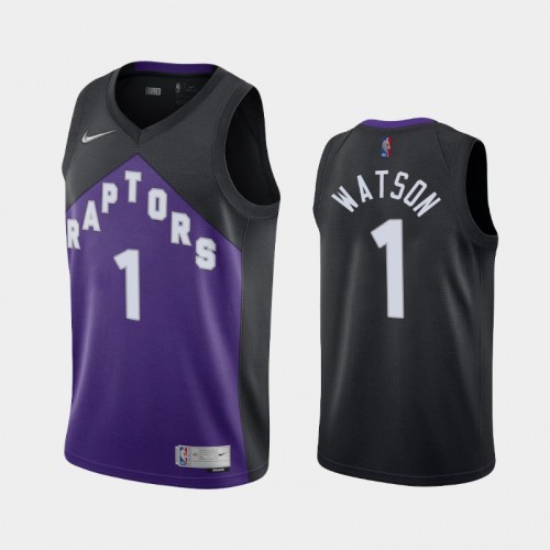 Men's Toronto Raptors #1 Paul Watson 2021 Earned Black Purple Jersey