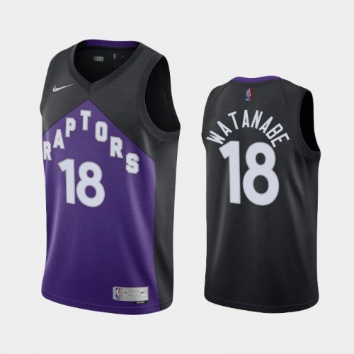 Men's Toronto Raptors #18 Yuta Watanabe 2021 Earned Black Purple Jersey