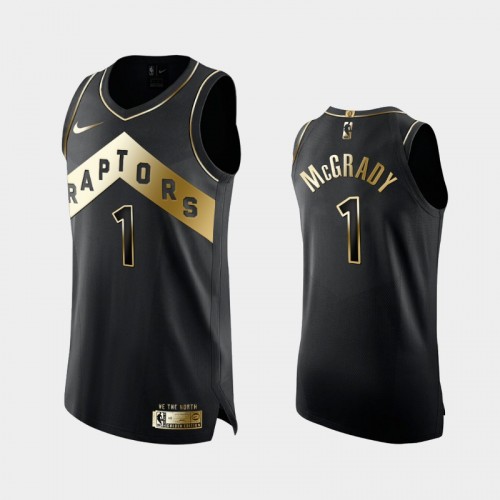 Men Toronto Raptors #1 Tracy McGrady black Golden Authentic Limited Edition Jersey