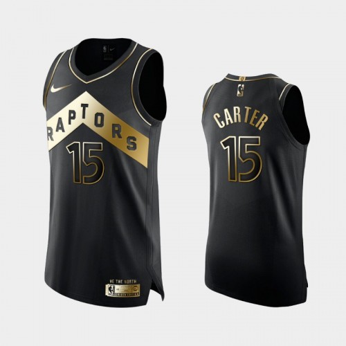 Men Toronto Raptors #15 Vince Carter black Golden Authentic Limited Edition Jersey