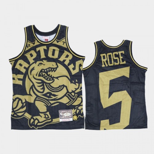 Toronto Raptors #5 Jalen Rose Black Gold Big Face Jersey - Hardwood Classics