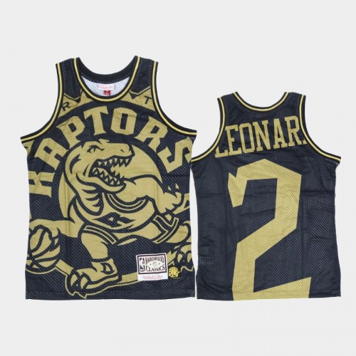 Toronto Raptors #2 Kawhi Leonard Black Gold Big Face Jersey - Hardwood Classics