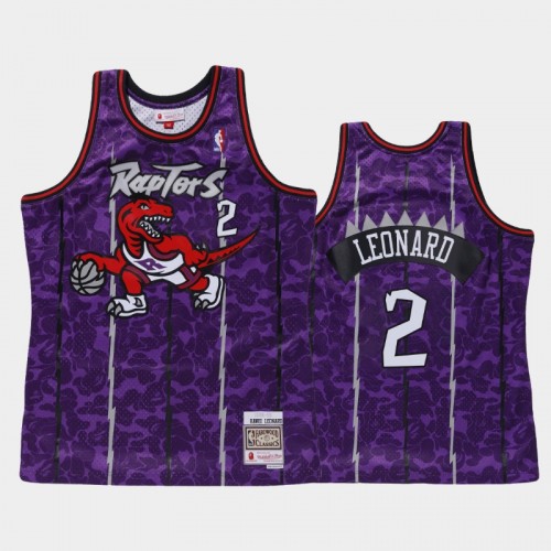 Men's Toronto Raptors #2 Kawhi Leonard Purple BAPE X Mitchell Classic Jersey