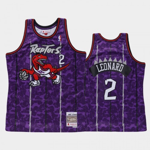 Men's Toronto Raptors #2 Kawhi Leonard Purple BAPE X Mitchell Classic Jersey