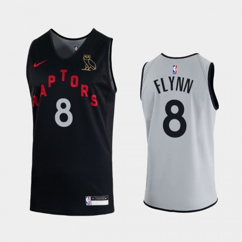 Toronto Raptors #8 Malachi Flynn 2020 Raptors x OVO Reversible Practice Black Gray Jersey