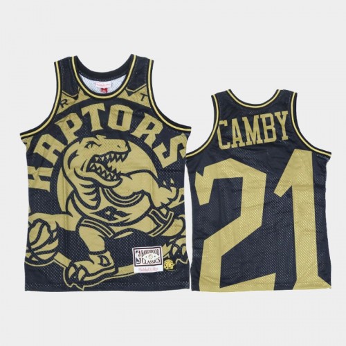 Toronto Raptors #21 Marcus Camby Black Gold Big Face Jersey - Hardwood Classics