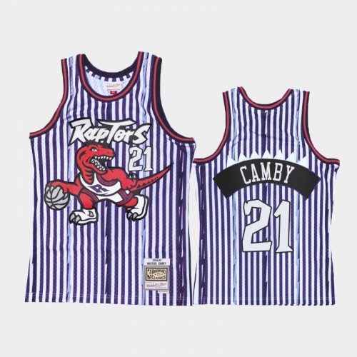 Toronto Raptors #21 Marcus Camby Striped Purple Jersey