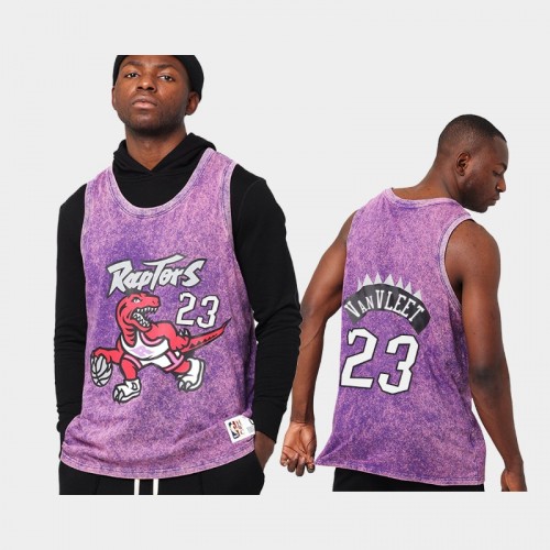 Toronto Raptors Fred VanVleet Men #23 Quintessential Purple Worn Out Tnak Jersey