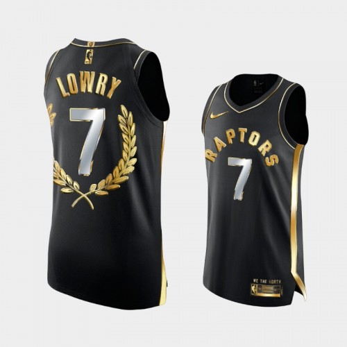 Toronto Raptors Kyle Lowry Men #7 Retired Number Black Golden Commemoration Jersey