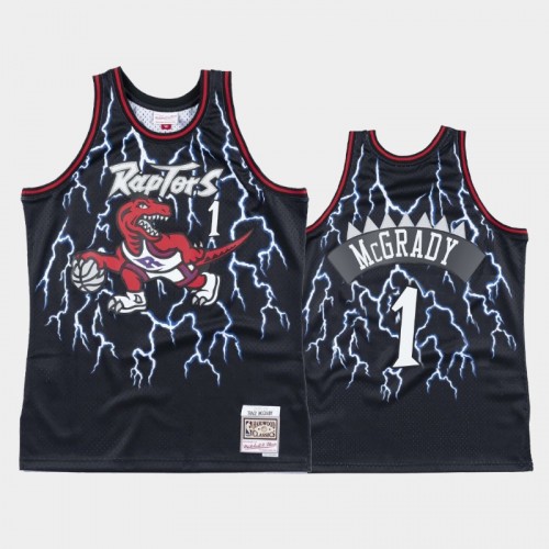 Men's Toronto Raptors #1 Tracy McGrady Black Lightning Hardwood Classics Jersey