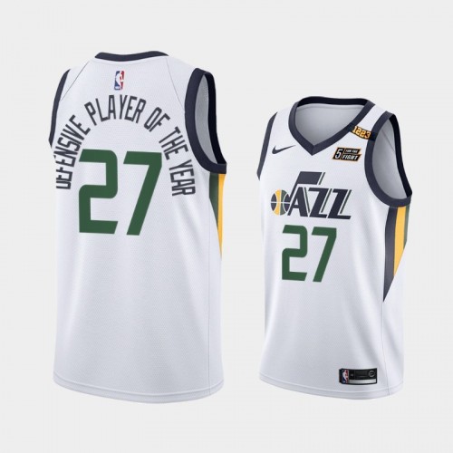 Utah Jazz Rudy Gobert Men #27 2021 Defensive Player of the Year White Awards Jersey