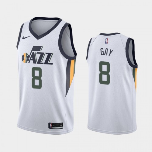 Utah Jazz Rudy Gay Men #8 Association Edition 2021 Trade White Jersey
