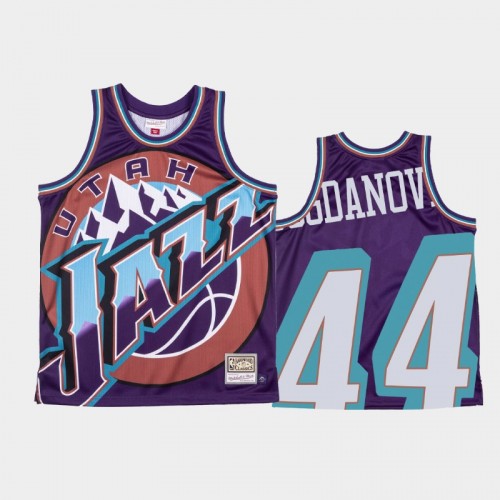 Utah Jazz #44 Bojan Bogdanovic Purple Big Face Jersey - Hardwood Classics