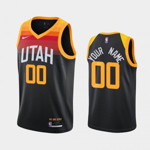 Men's Utah Jazz #00 Custom 2020-21 City Black Jersey